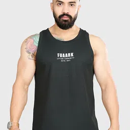 FUAARK Printed Drip Oversized Fit Gym & Workout Vest 1Drip Oversized Tank Olive-S-image-3