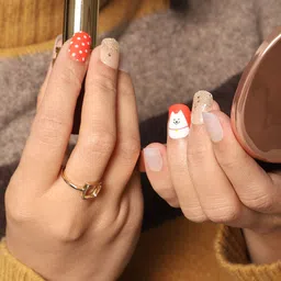 LICK Set Of 30 Reusable Artificial Press On Nails - White With Red image 5