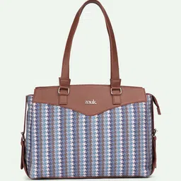 ZOUK Bombay Houndstooth Geometric Printed Structured Shoulder Bag image 2
