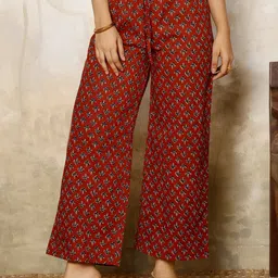 GULMOHAR JAIPUR Women Printed Regular Pure Cotton Kurta with Palazzos & With Dupatta image 4