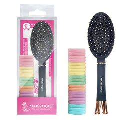 MAJESTIQUE Oval Detangling Royal Brush With 20-Pcs Rubber Bands-27
