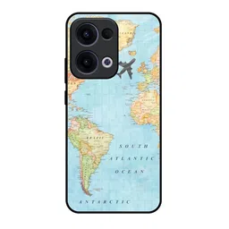 QRIOH Travel Map Printed Silicone Glass Oppo Reno13 5G Back Case-image-45