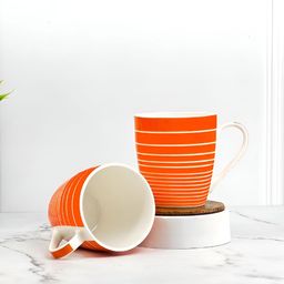 UPC Orange & White Printed Ceramic Glossy Cups Set of Cups and Mugs-image-41