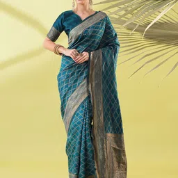 SILKWEAR Woven Design Zari Silk Blend Kanjeevaram Saree-picture-20