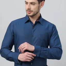 Hancock Men Premium Fit Textured Spread Collar Cotton Formal Shirt-image-31