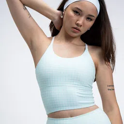 CAVA Mint Gingham Cross Back Sports Bra-picture-1
