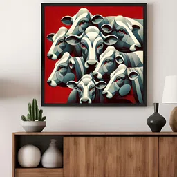 999Store White & Grey Cows Printed Canvas Wall Art-image-92