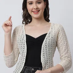 A AND K Self Design V-Neck Cotton Shrug-37