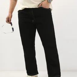 Urbano Plus Men Black Straight Fit Washed Jeans Stretchable-image-68