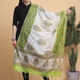 LOOM LEGACY Floral Printed Art Silk Dupatta-picture-32