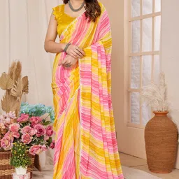 KALINI Striped Printed Pure Georgette Saree-picture-6