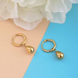 PALMONAS 925 Sterling Silver Gold-Plated Contemporary Waterdrop Hoop Earrings-48