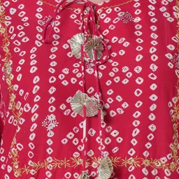 Sanganeri Kurti Bandhani Printed Regular Thread Work Kurta with Sharara image 5