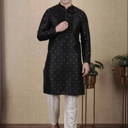 PulseIQ Men Black Art Silk Kurta Sets-picture-45