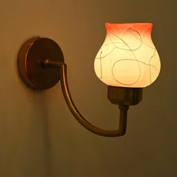 SOMIL Orange & White Printed Glass Cylinder Shaped Wall Lamp-15