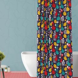 ArtzFolio Navy Blue & Red Printed Waterproof Shower Curtain-15