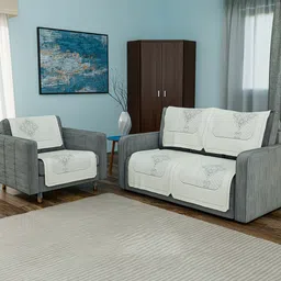 Kuber Industries Off White Cotton Sofa Cover-image-42