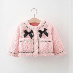 Hopscotch Girls Bow Textured Fleece Jacket-picture-42