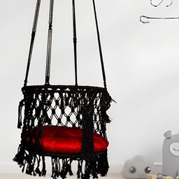 Swingzy Black & Red Textured Hammock Swing With Cushion-1