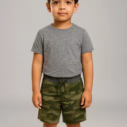 YK Boys Cotton Green Camouflage Printed Shorts-picture-9