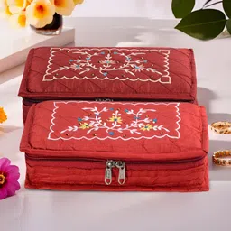 Myntra Elegant Homes Maroon Set of 2 Regular Jewellery Organiser Organisers-50