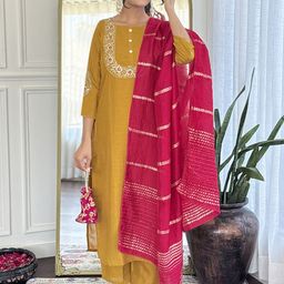 Siya Fashion Women Floral Yoke Design Kurta with Trousers & Dupatta-picture-53