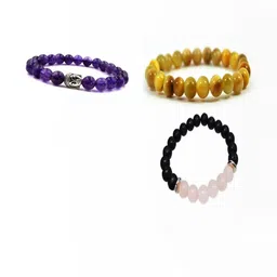 Divine souvenirs Unisex Set Of 3 Artificial Beaded Elasticated Bracelets-6