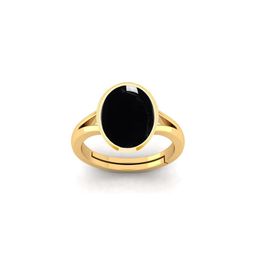 Barmunda gems Men Black Agate Stone Studded & Gold-Plated Brass Finger Ring-image-4