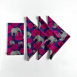 Vargottam 12-Pcs Pink & Blue Printed Cotton Table Napkins-5