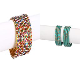 SOMIL Set Of 20 Multi Alloy Artificial Stones and Beads Antique Bangles-image-72