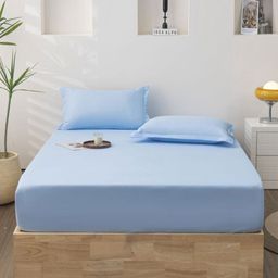 JC HOME Blue 140 TC King Bedsheet with 2 Pillow Covers-image-6