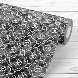 ArtzFolio Printed UV-Resistant Anti-Bacterial Monochrome Hindu Aum Peel & Stick Wallpaper-image-77