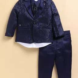 LITTLE COLLARS Boys Self Design Notched Lapel Collar 4 Piece Suit-image-11