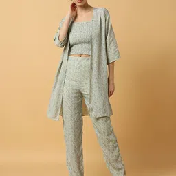 SHOWOFF Printed Top, Trousers with Shrug Co-Ords-image-12