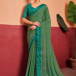 Anouk Floral Printed Pure Chiffon Saree-image-94