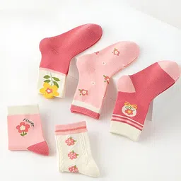 MOMISY Kids Pack Of 5 Patterned Ankle Length Socks-16