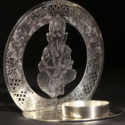 Exotic India White Metal Ganesha T-Light Candle Holder-image-15
