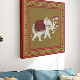 Myntra Elegant Homes Green & Red Pichwai Canvas Wall Art-picture-32