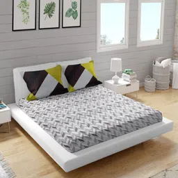 Threadwear White & Black Printed Cotton 400 TC King Bedsheet Sets - 2.75 m x 2.75 m-3