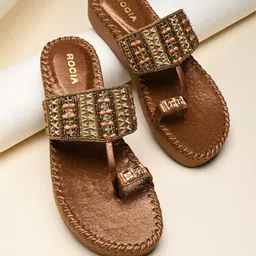 Rocia Women Ethnic - Embellished One Toe Flats-10