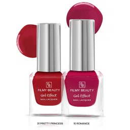 FILMY BEAUTY Set Of 2 Gel Effect Nail Polish- 10 ml Each- Pretty Princess 31- Romance 10-7