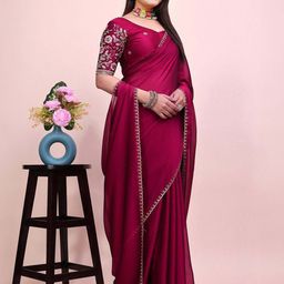 K 5 Fashion Embroidered Pure Chiffon Saree-20