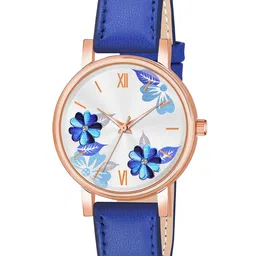 THE SHOPOHOLIC Women Printed Dial & Leather Straps Analogue Watch K-BLUE-32