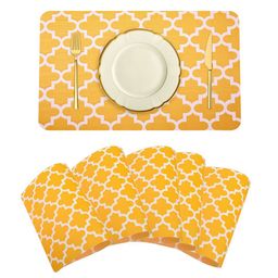 Kuber Industries Set Of 6 Yellow Printed Table Placemats-48