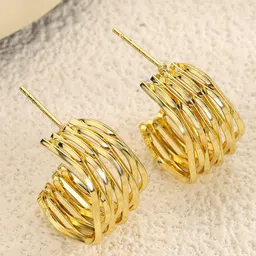 StyleCast x Revolte Gold-Plated Quirky Studs Earrings-3