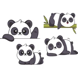 LANSTICK Set Of 4Black & White Cute Pandas Switchboard Wall Sticker-image-77