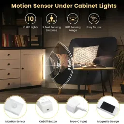 Dwiti Enterprise Motion Sensor Cabinet Mood Light Wireless Closet Light USB rechargeable 2 Colors Motion Sensor Light image 2