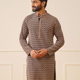 Jompers Men Geometric Embroidered Sequinned Kurta-image-71