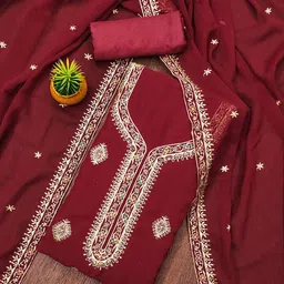 KALINI Embroidered Zari Unstitched Dress Material-picture-12