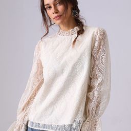 StyleCast Women High Neck Ethnic Motif Bell Sleeve Top-image-61
